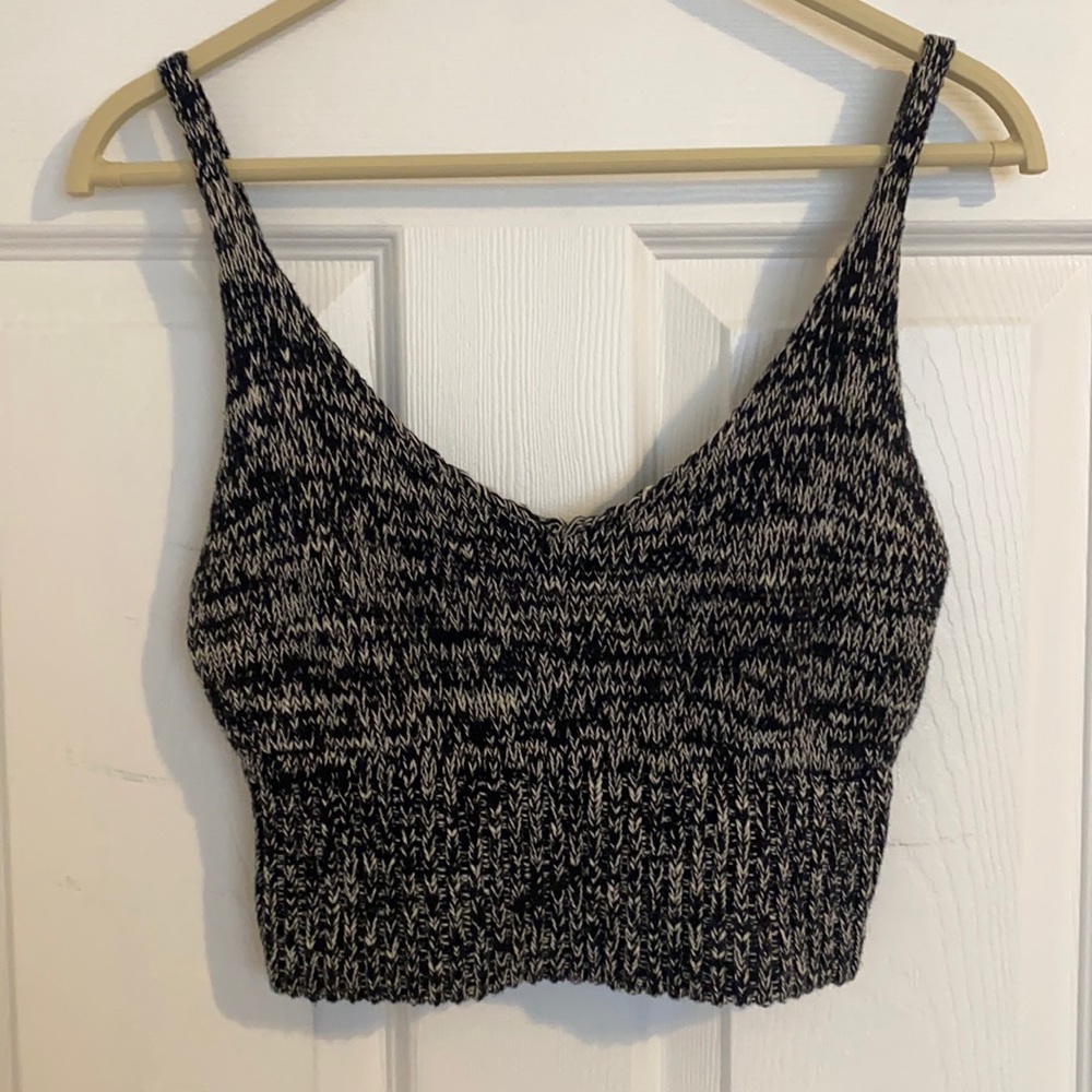 black and white knit crop tank